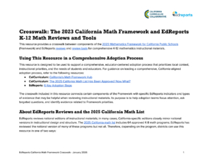 Crosswalk - The California Math Framework and EdReports Reviews and ...